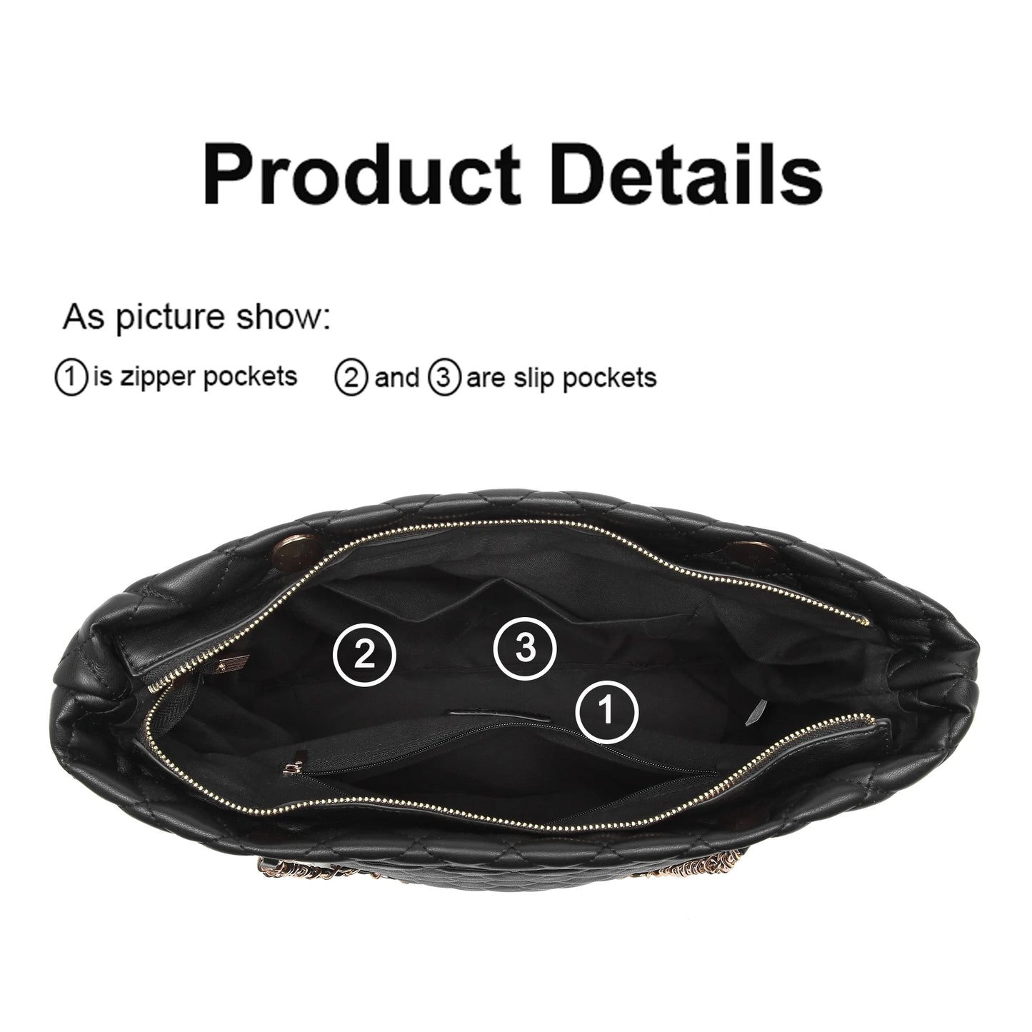 Quilted Leather Tote Bag Satchel Wallet Set 2Pcs Chain Strap Shoulder Bag 