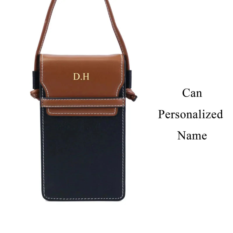 Mini leather crossbody mobile phone bags / free customized initials.
