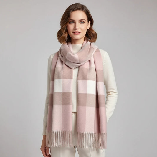 Luxury Winter British Classic Print Soft Cashmere Shawl Pashmina.