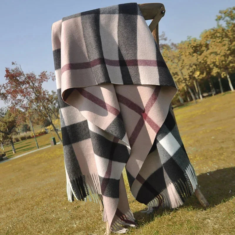Luxury Winter British Classic Print Soft Cashmere Shawl Pashmina.