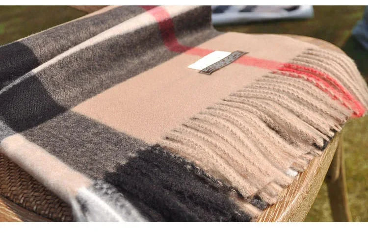 Luxury Winter British Classic Print Soft Cashmere Shawl Pashmina.