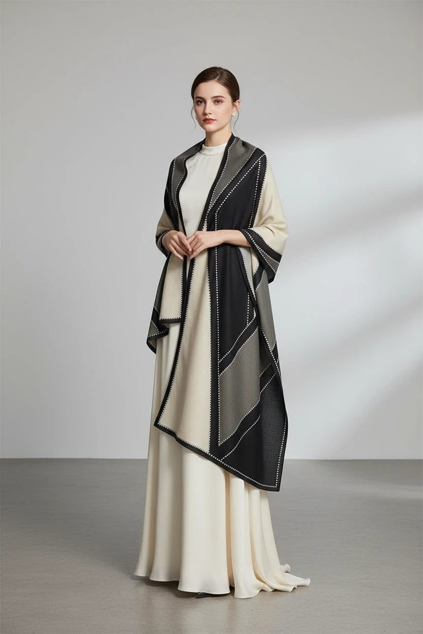 Fashion Printed Stripe Cotton Shawl