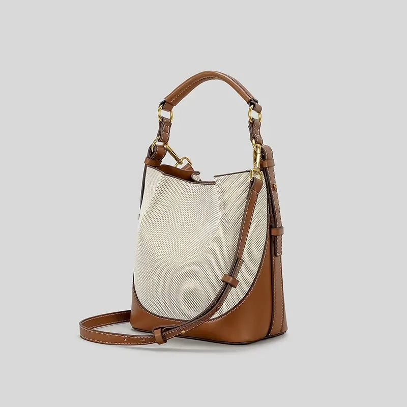 Luxury Canvas Leather Bucket Designer Crossbody Handbags.